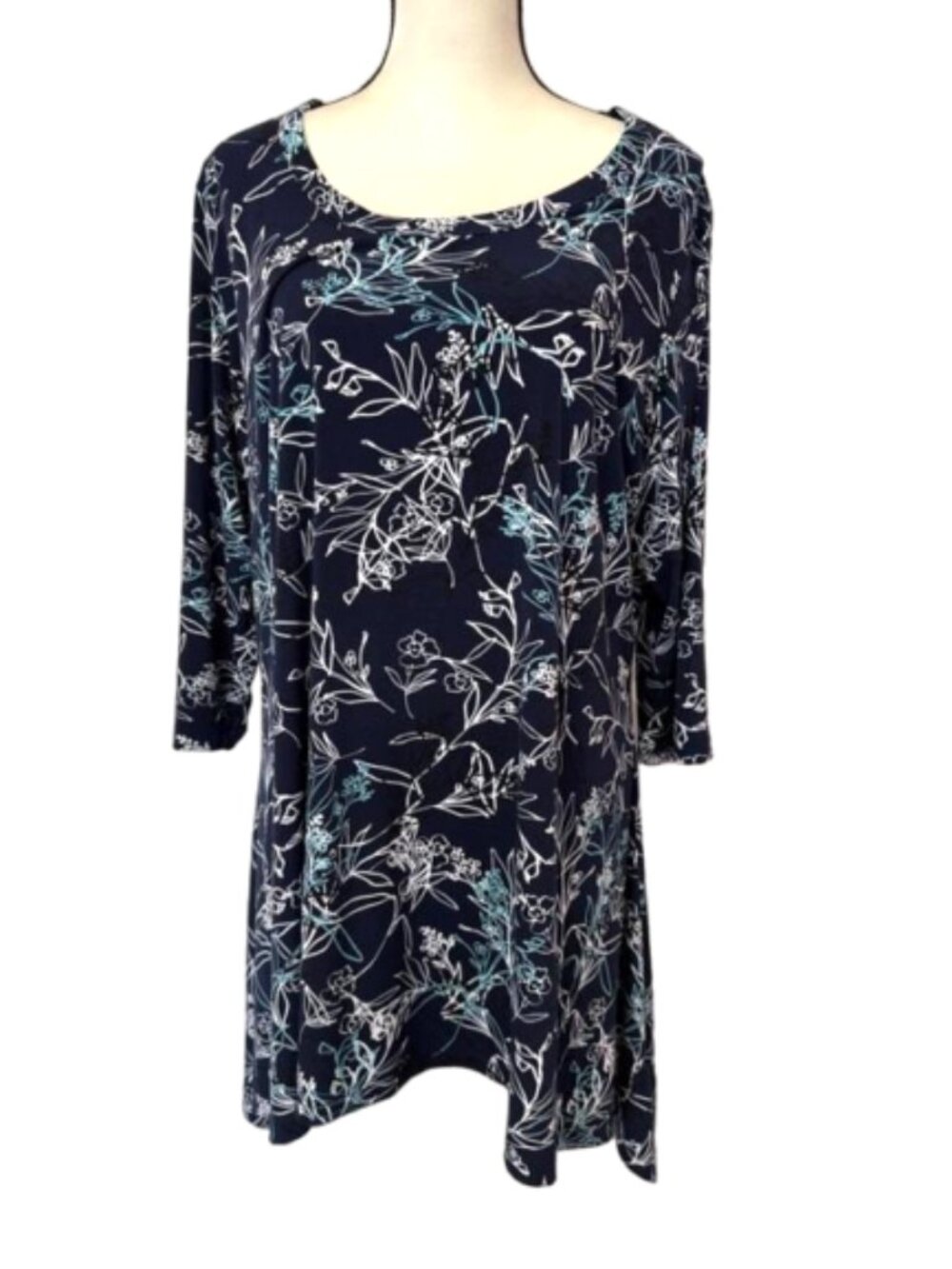 2/$30 Woman Within Stretch High Low 3/4 Sleeve Tunic Top Plus Sz 18/20 #2356